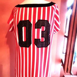 Denny Rose Red/White/Black 3 Applique T-Shirt - XS